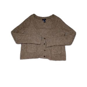 Gap Boucle Cardi Women Med Mocha Soft Med weight cardigan Sweater Button v neck